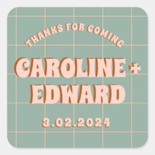 Adesivo Quadrado Groovy Negrito Azul Rosa Vermelho Funky 