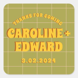 Adesivo Quadrado Groovy Negrito Verde Amarelo Vermelho Funky 