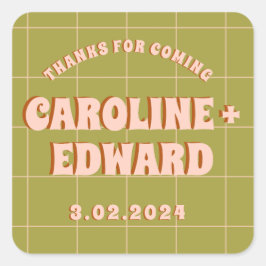 Adesivo Quadrado Groovy Negrito Verde Rosa Vermelho Funky 