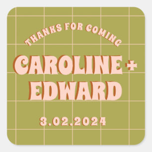 Adesivo Quadrado Groovy Negrito Verde Rosa Vermelho Funky 