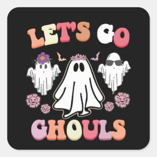 Adesivo Quadrado Groovy Vamos Go Ghouls Halloween Ghost Retro