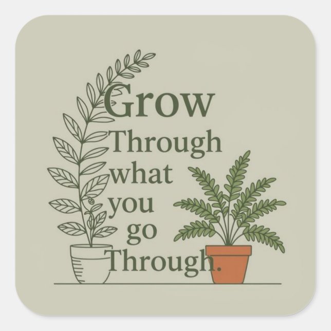 Adesivo Quadrado Grow through what you go through  (Frente)