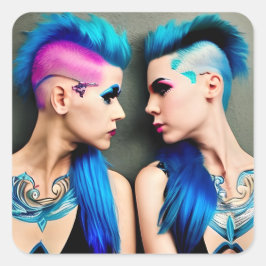 Adesivo Quadrado Grunge Gótico Lésbica Love | Arte AI Casal