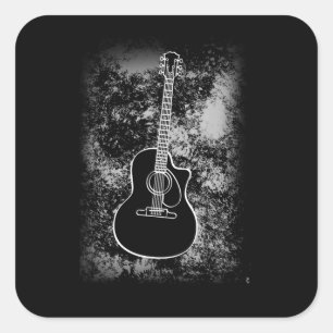 Adesivo Quadrado Grunge Guitar Graphic Rock Musical Jazz