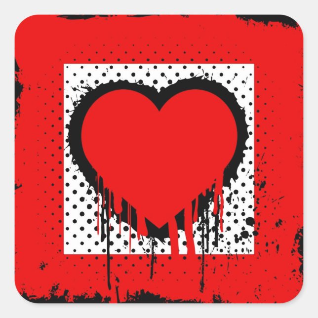 Adesivo Quadrado Grunge love (Frente)