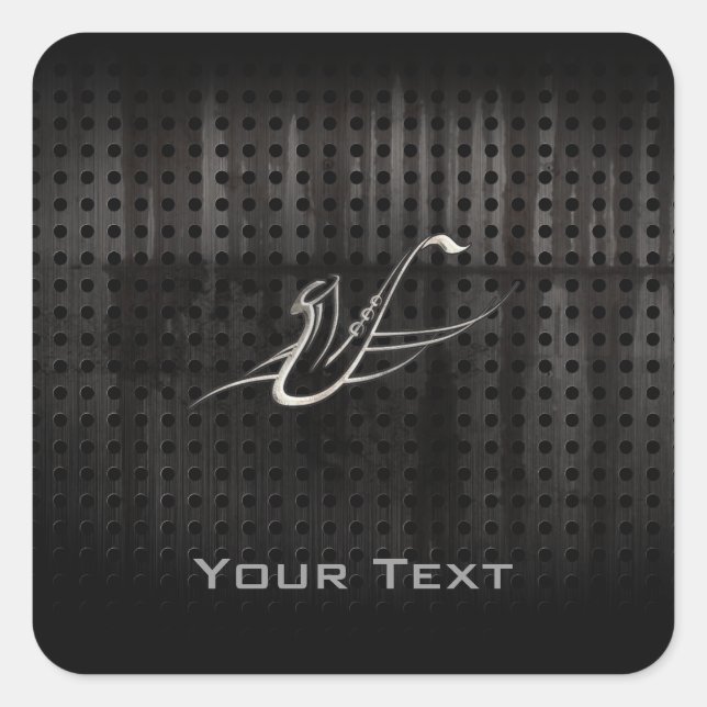 Adesivo Quadrado Grunge Saxofone (Frente)