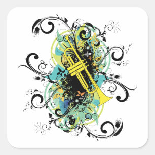 Adesivo Quadrado Grunge Swirl Trumpet