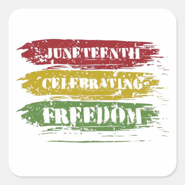 Adesivo Quadrado Grungy Juneteth, Liberdade das pessoas Negras (Frente)