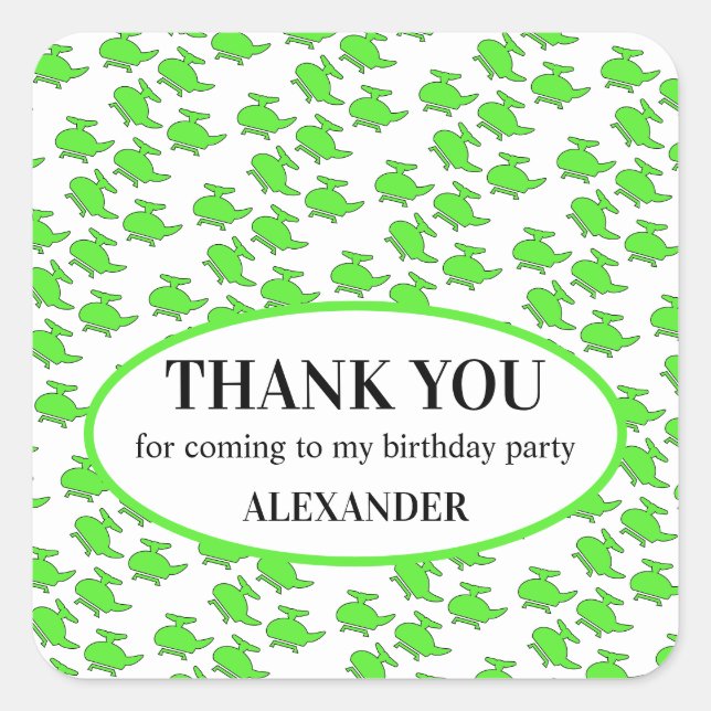 Adesivo Quadrado Grupo de Favoritos do Partido Helicóptero (Frente)