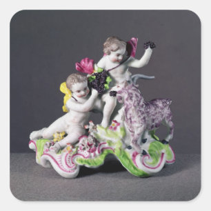 Adesivo Quadrado Grupo de Longton Salão, dois putti com cabra,