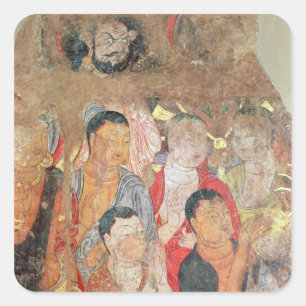 Adesivo Quadrado Grupo de monges e de Buddha