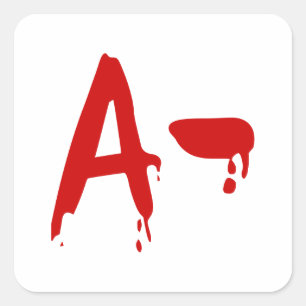 Adesivo Quadrado Grupo sanguíneo um hospital negativo do #Horror