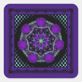 Adesivo Quadrado Guarda-chuva e corações roxos .7