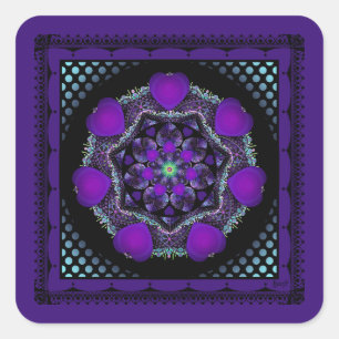 Adesivo Quadrado Guarda-chuva e corações roxos .7