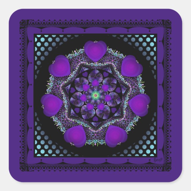 Adesivo Quadrado Guarda-chuva e corações roxos .7 (Frente)