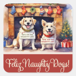 Adesivo Quadrado Guardanapos de Papel de Natal para Cães Travessos