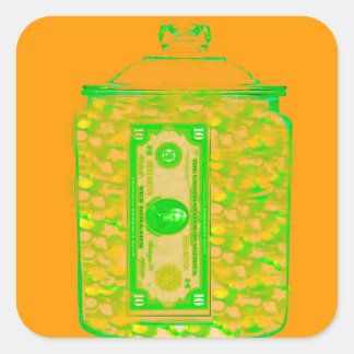 Adesivo Quadrado Guardar Modelo do Vinheta de Enchimento de Dinheir