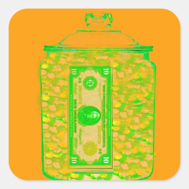 Adesivo Quadrado Guardar Modelo do Vinheta de Enchimento de Dinheir (Frente)