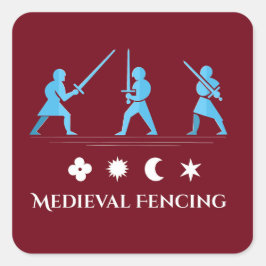 Adesivo Quadrado Guardiões de Espada Medievais – Três Posturas Míni