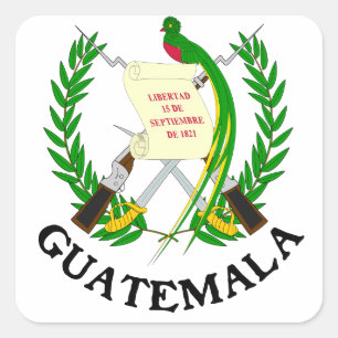 Adesivo Quadrado GUATEMALA - emblema/pavilhão/casaco de armas/sím
