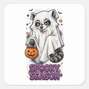 Adesivo Quadrado Guaxinim Fantasma do Halloween Sticker da Temporad