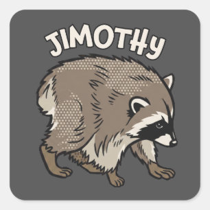 Adesivo Quadrado Guaxinim Jimothy Estilo Desenho Animado