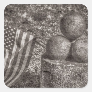 Adesivo Quadrado Guerra Civil Americana Cannon Balls Vintage