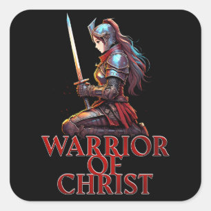 Adesivo Quadrado Guerreira da Cristo Oração à Bíblia cristã