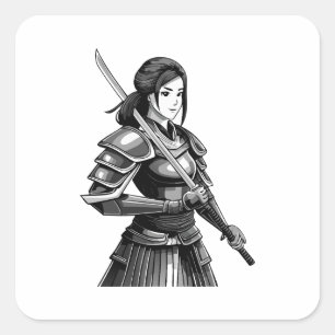 Adesivo Quadrado Guerreira samurai japonesa - mulher