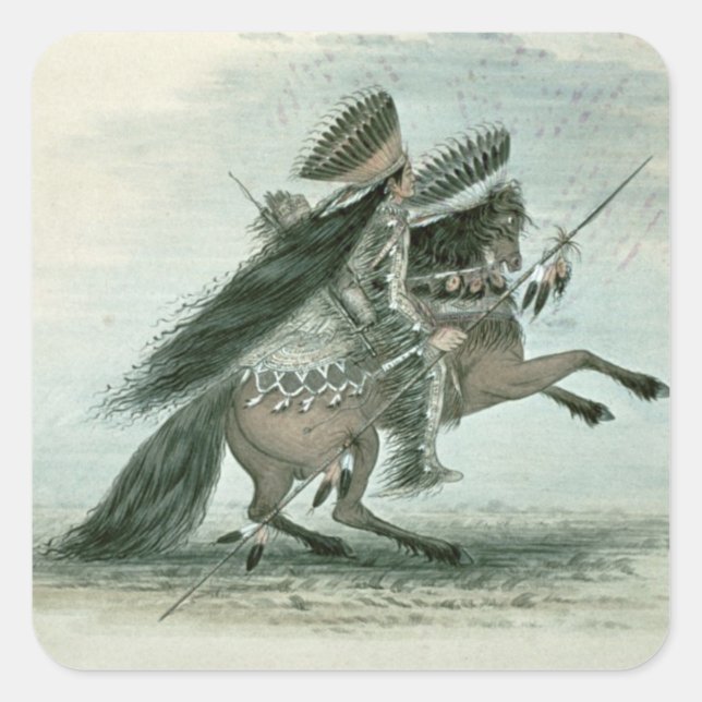 Adesivo Quadrado Guerreiro da Tribo Crow (c/c no papel) (Frente)