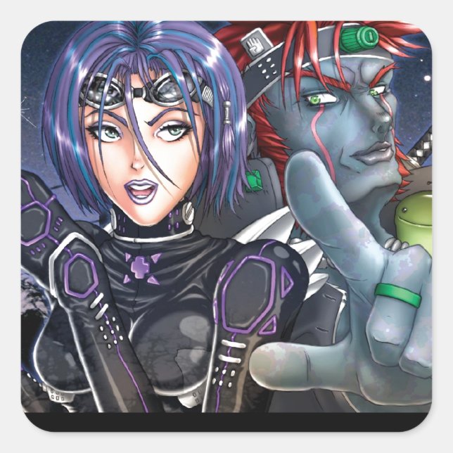 Adesivo Quadrado Guerreiros de manga (Frente)