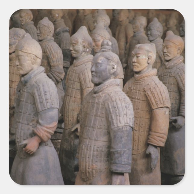 Adesivo Quadrado Guerreiros Terra Cotta no Imperador Qin Shihuang (Frente)