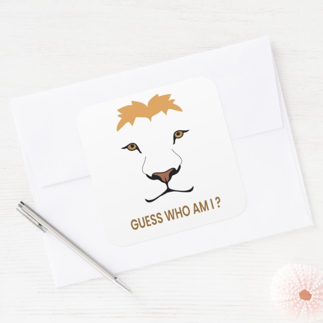 Adesivo Quadrado Guess The Animal – Lion | King of the Jungle (Envelope)