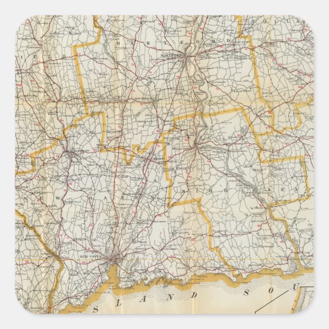 Adesivo Quadrado Guia Mendenhall, Roteiro Connecticut (Frente)