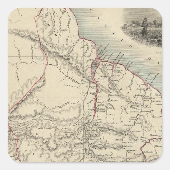 Adesivo Quadrado Guiana Britânica (Frente)