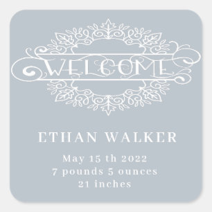 Adesivo Quadrado guião decorativo dá boas vindas ao bebê