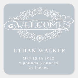 Adesivo Quadrado guião decorativo dá boas vindas ao menino azul