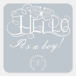 Adesivo Quadrado guião decorativo é azul de menino