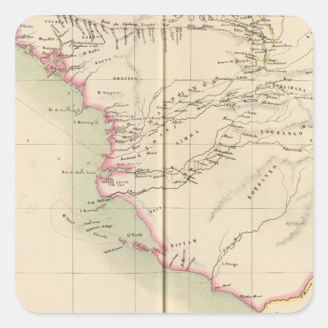 Adesivo Quadrado Guiné-Bissau Serra Leoa, África (Frente)