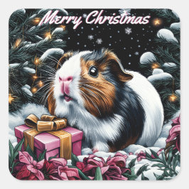 Adesivo Quadrado Guiné Pig Christmas