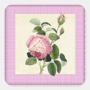 Adesivo Quadrado Guingão de linho do rosa antiquado do rosa