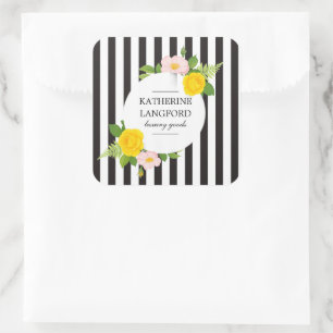 Adesivo Quadrado Guirlanda Floral Mínima Salão de Beleza Listrado