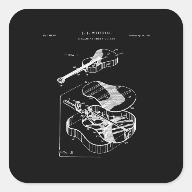 Adesivo Quadrado Guitar Lover | Martin Guitar Patent (Frente)