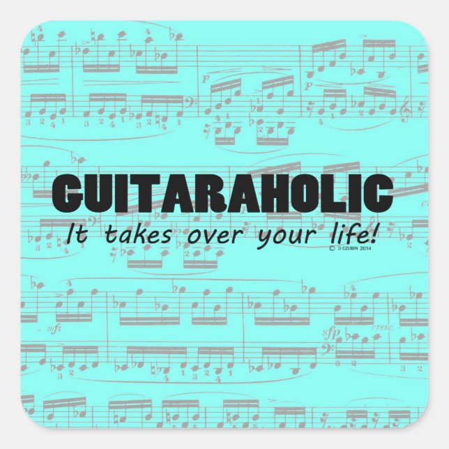 Adesivo Quadrado Guitaraholic Life Square Sticker (Frente)
