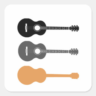Adesivo Quadrado Guitarra de rock and Roll elétrica e acústica
