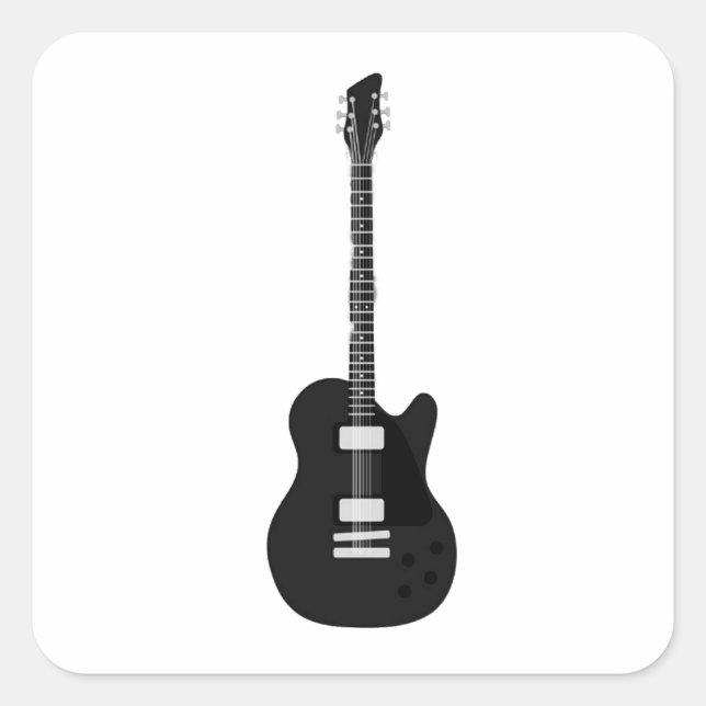 Adesivo Quadrado Guitarra de rock and Roll elétrica e acústica (Frente)