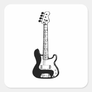Adesivo Quadrado Guitarra de rock and Roll elétrica e acústica