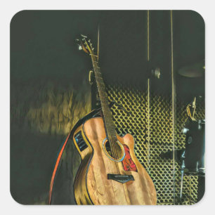 Adesivo Quadrado Guitarrista