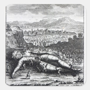 Adesivo Quadrado Gulliver capturado pelos lilputianos