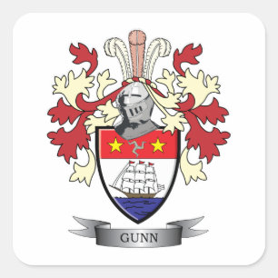 Adesivo Quadrado Gunn Family Crest Casaco de Armas